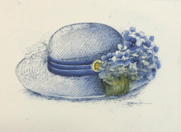Bernd Lehmann, Strohhut blau, Lithografie