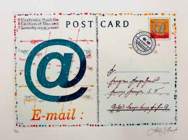 Leslie G.Hunt, E-Mail Postcard, Radierung