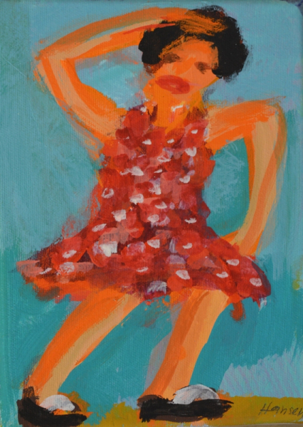 Ulrike Hansen, Tänzerin im roten Kleid, Eitempera auf Leinwand